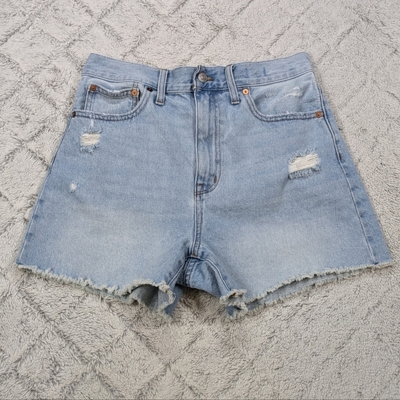 Madewell Shorts Women's 27 Blue Light Byers Wash The MomJean Ripped Edition  - Picture 1 of 10